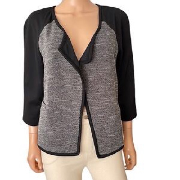 Dana Buchman Women’s Open Waterfall Front Tweed Black Gray Jacket Blazer Size 16 - Picture 15 of 15